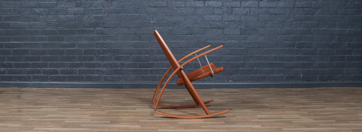 Californian Studio Modern Teak Rocking Chair by Leon Meyer
