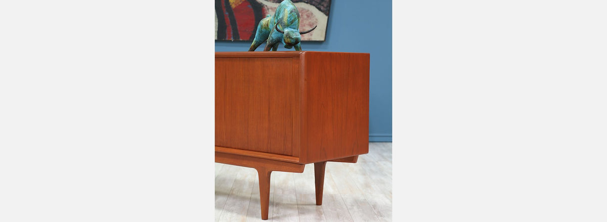 Bernhard Pedersen and Søn Tambour Door Teak Credenza