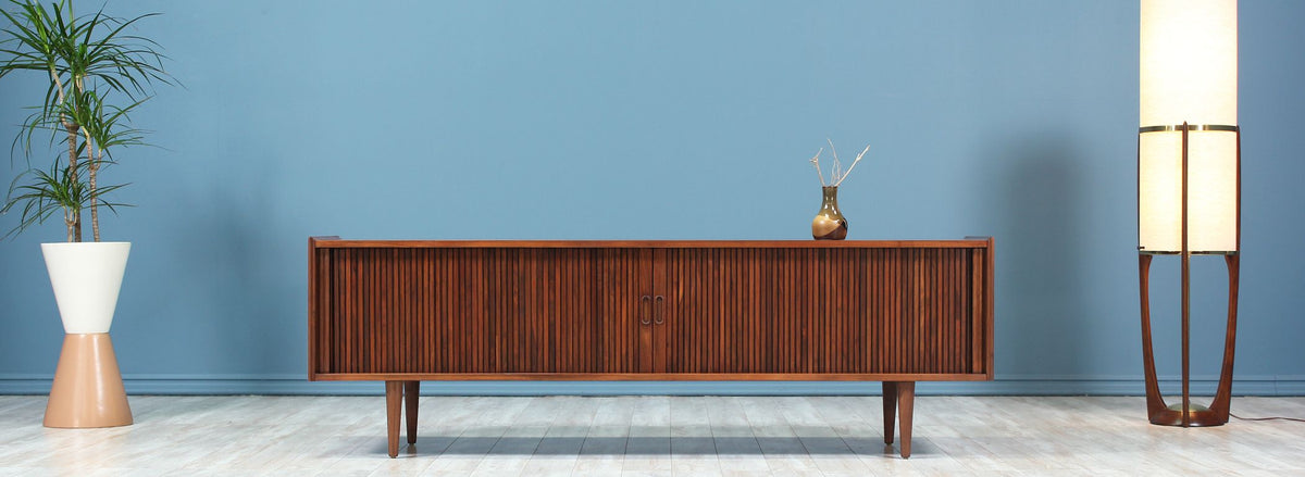 Merton L. Gershun Low Profile Tambour-Door Credenza for Dillingham-2