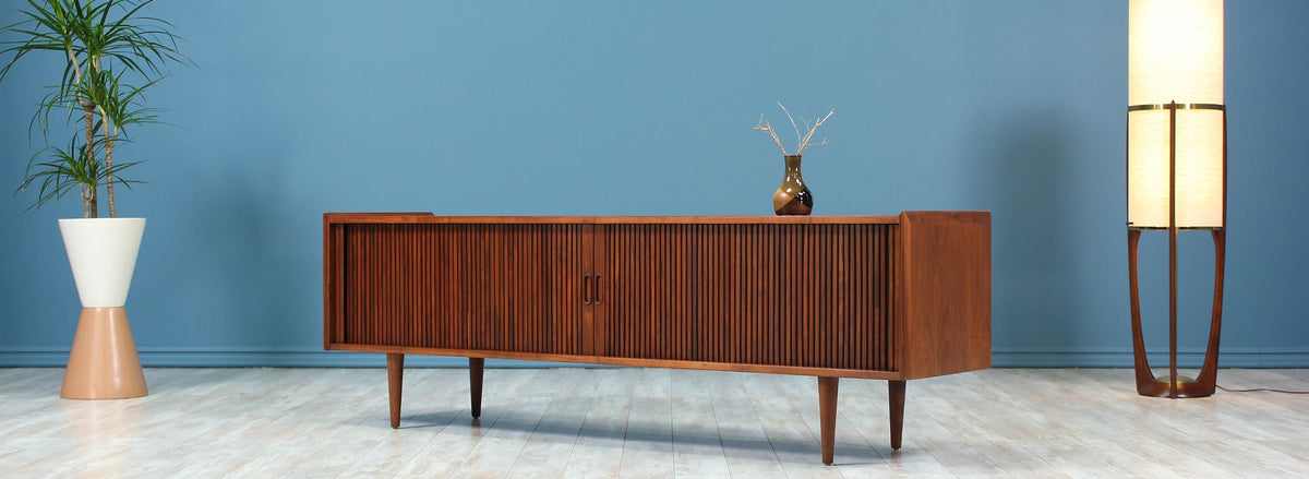 Merton L. Gershun Low Profile Tambour-Door Credenza for Dillingham-2