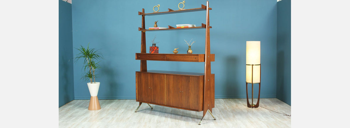 Swedish Modern Free-Standing Bookshelf Unit