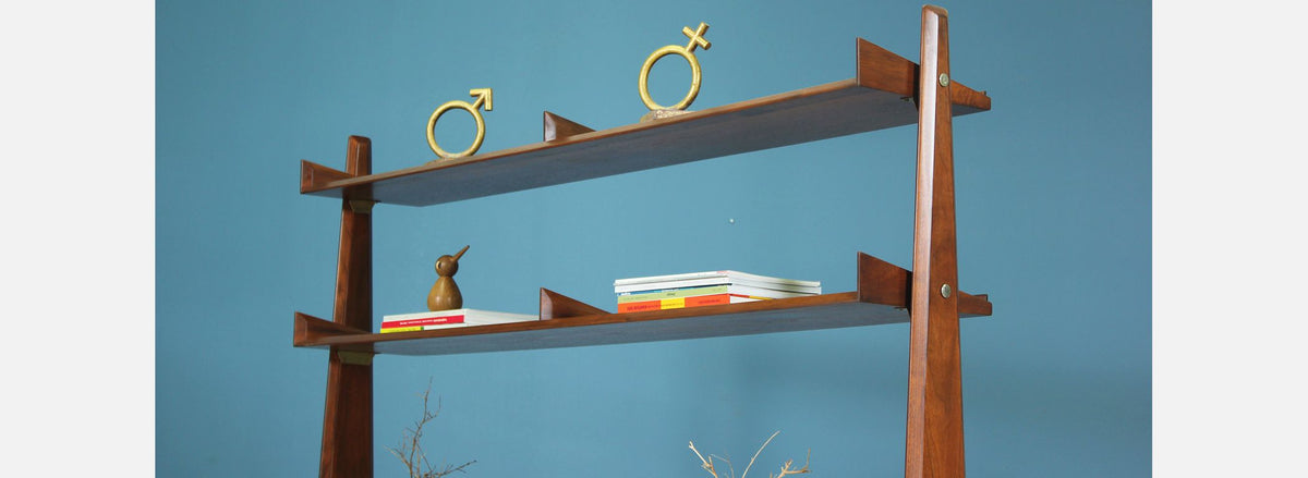 Swedish Modern Free-Standing Bookshelf Unit