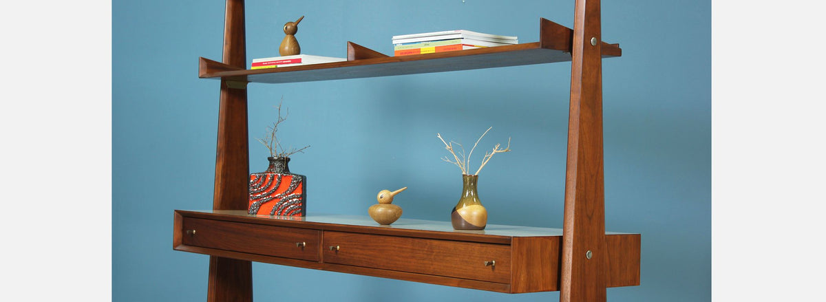 Swedish Modern Free-Standing Bookshelf Unit