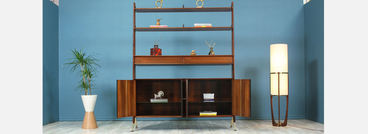 Swedish Modern Free-Standing Bookshelf Unit