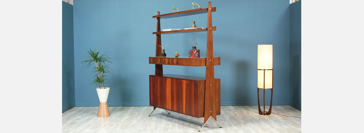Swedish Modern Free-Standing Bookshelf Unit