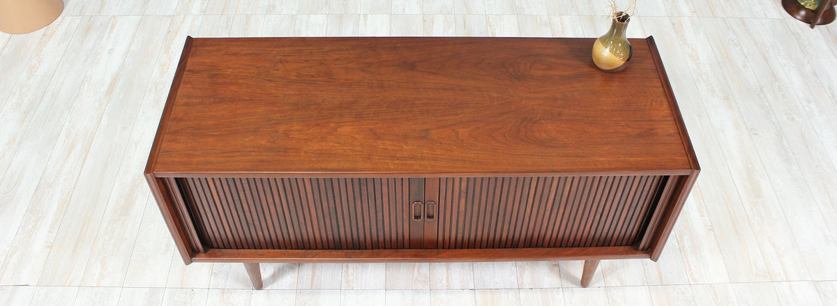 Merton L. Gershun Walnut Tambour-Door Credenza for Dillingham