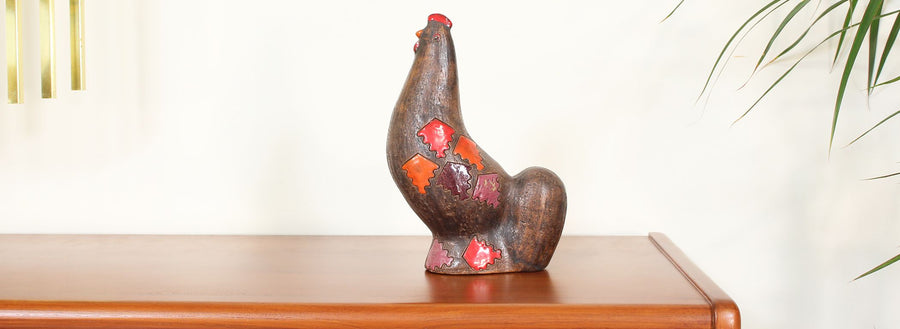 Aldo Londi Glazed Ceramic Chicken Figurine for Bitossi