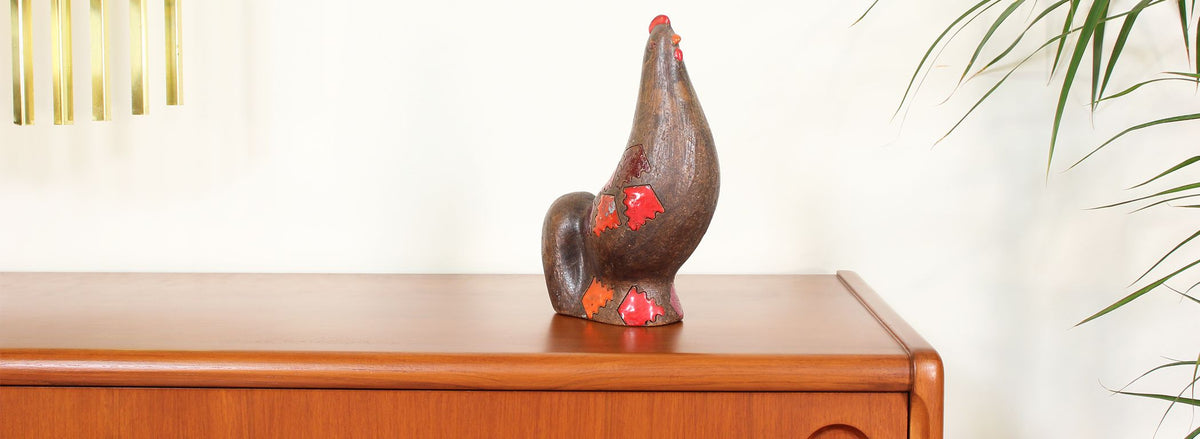 Aldo Londi Glazed Ceramic Chicken Figurine for Bitossi