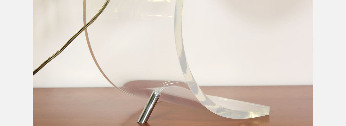 Robert Sonneman Lucite & Chrome Orb Table Lamp 
