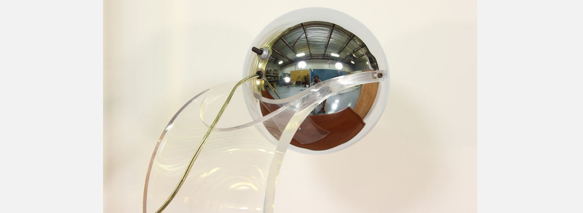Robert Sonneman Lucite & Chrome Orb Table Lamp 