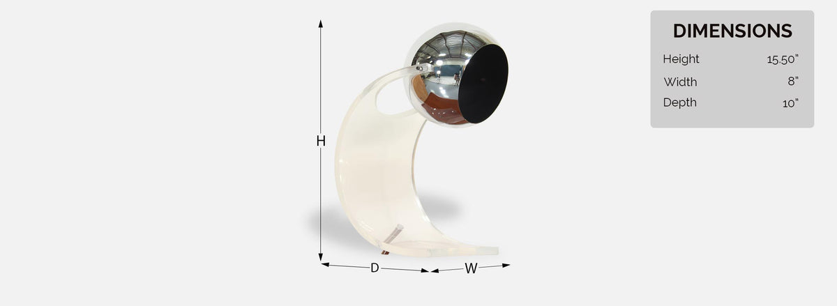 Robert Sonneman Lucite & Chrome Orb Table Lamp 