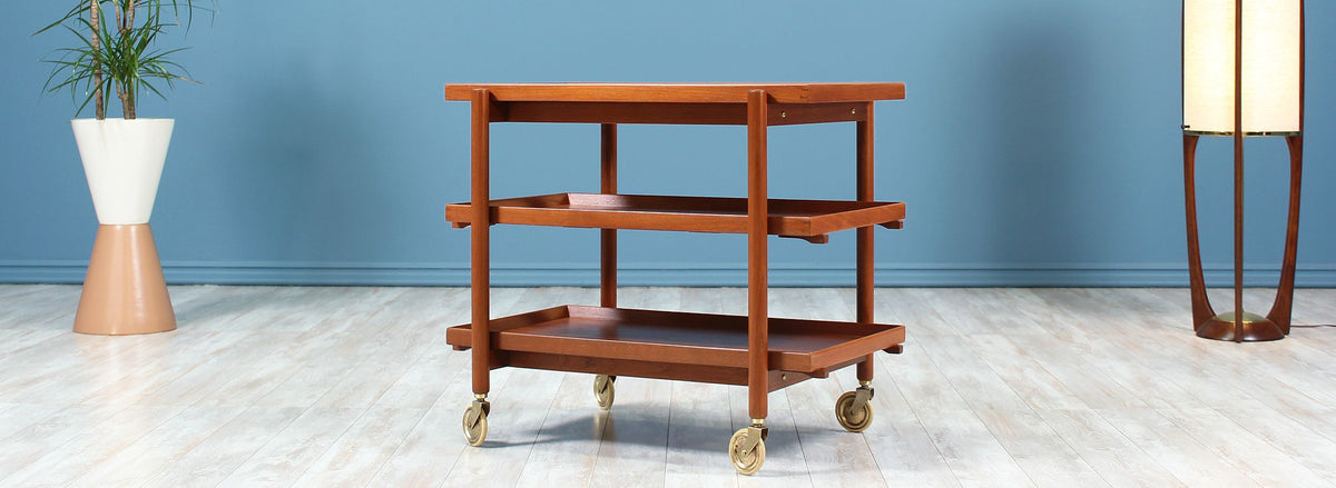 Poul Hundevad Expandable Teak Serving Cart