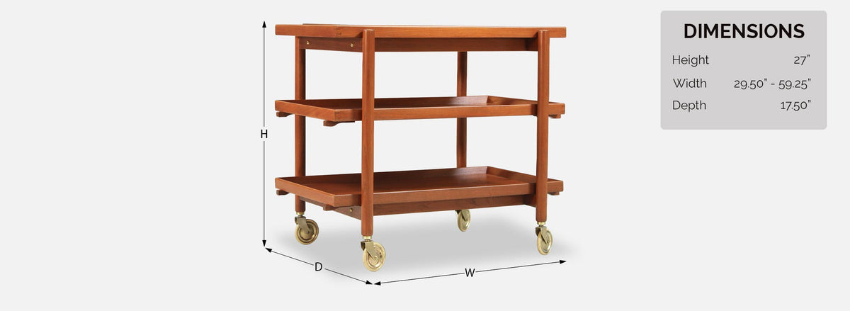 Poul Hundevad Expandable Teak Serving Cart