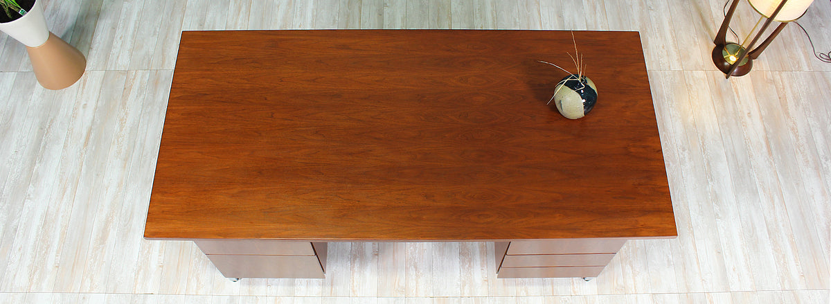 Florence Knoll Executive Walnut & Chrome Desk