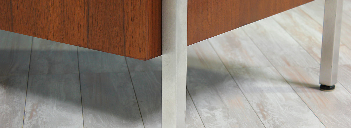 Florence Knoll Executive Walnut & Chrome Desk