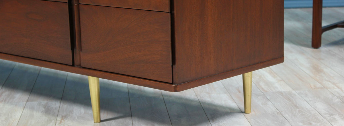 Edward J. Wormley Model 5272A Dresser with Brass Taper Legs for Dunbar