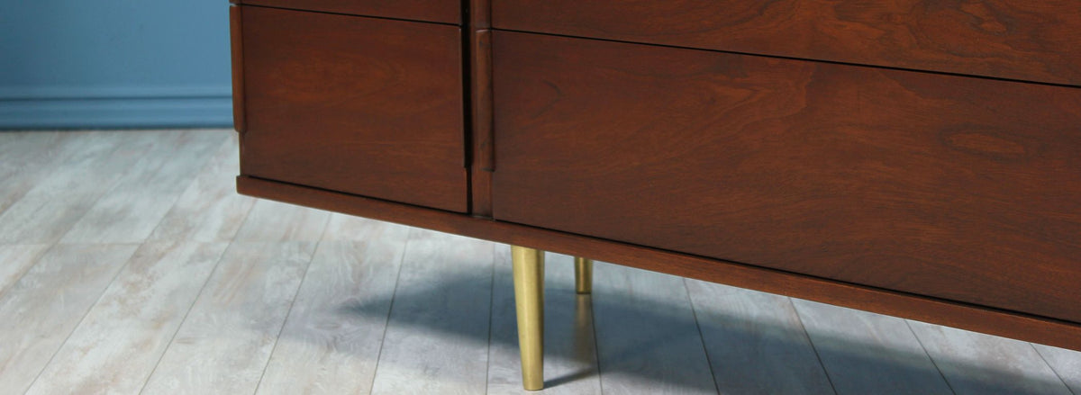 Edward J. Wormley Model 5272A Dresser with Brass Taper Legs for Dunbar