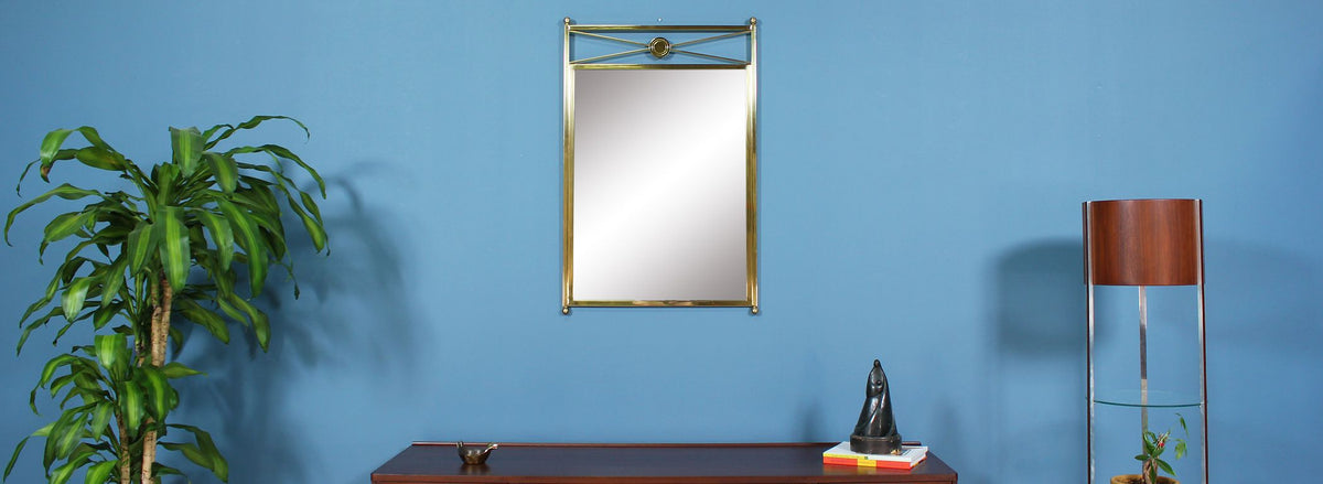 Vintage Neoclassical Style Brass Mirror by Baker