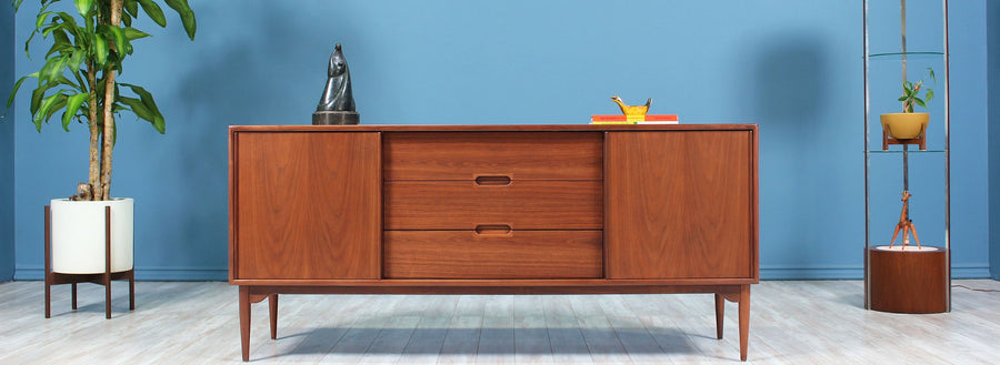 John Keal Walnut Credenza for Brown Saltman