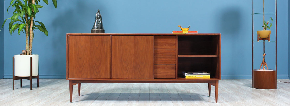 John Keal Walnut Credenza for Brown Saltman