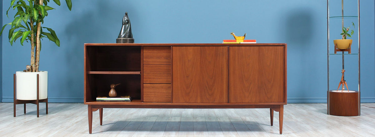 John Keal Walnut Credenza for Brown Saltman