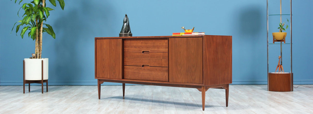 John Keal Walnut Credenza for Brown Saltman