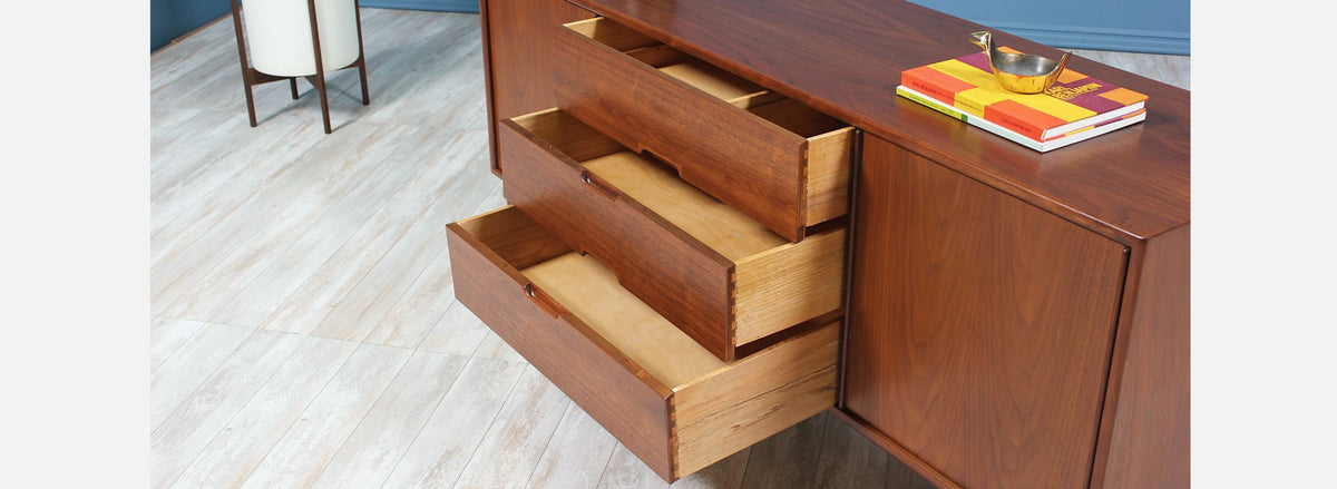 John Keal Walnut Credenza for Brown Saltman