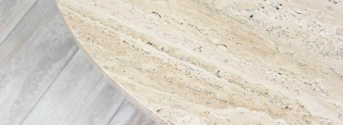Mid-Century Modern Triangular Travertine Top Coffee Table
