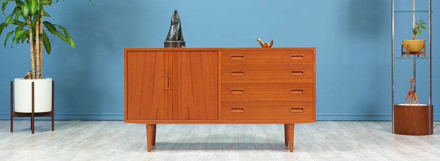 Carlo Jensen Credenza with Bi-Folding Doors for Hundevad & Co. 