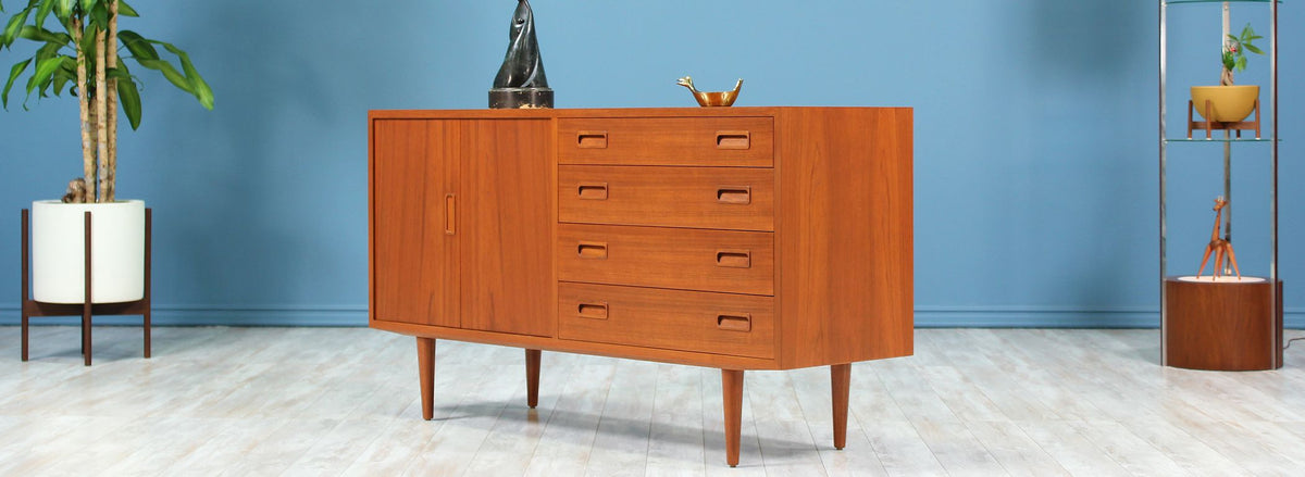 Carlo Jensen Credenza with Bi-Folding Doors for Hundevad & Co. 