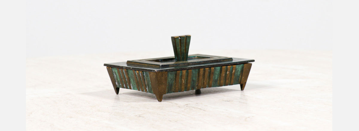 Mid-Century Modern Verdigris Bronze Trinket Box 