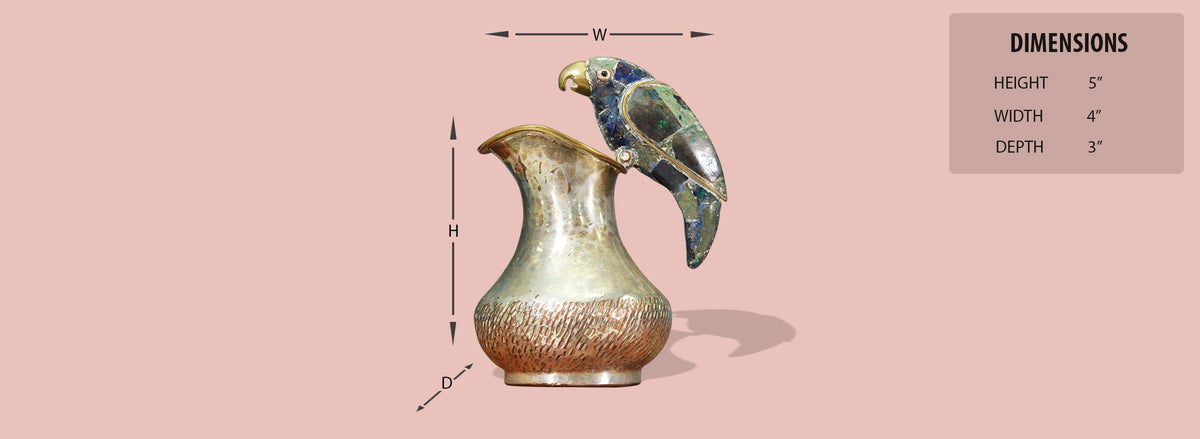 Mexican Modernist Silver Parrot Pitcher by Los Castillos