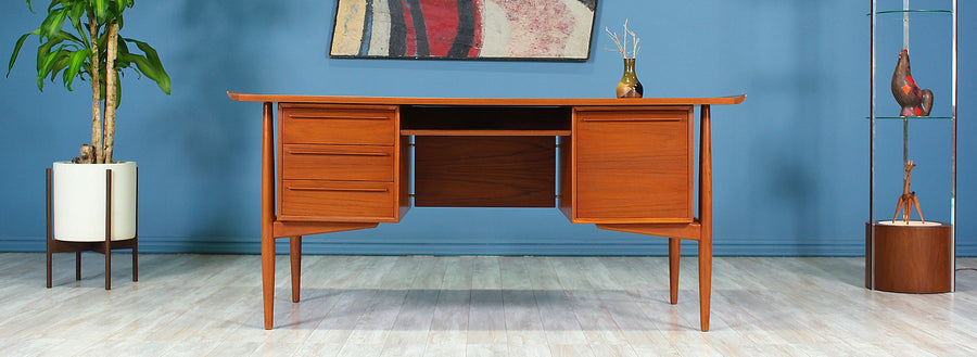 Danish Modern Teak Executive Desk by H.P. Hansen