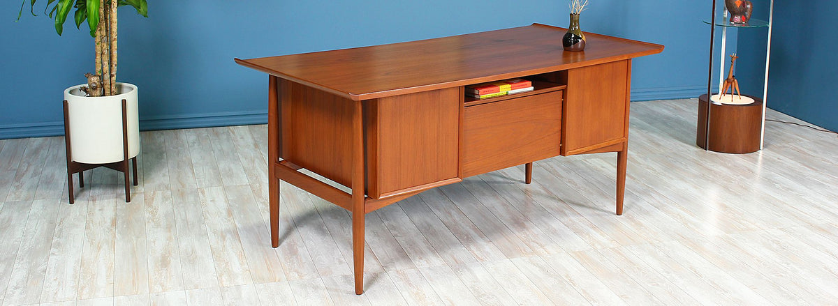 Danish Modern Teak Executive Desk by H.P. Hansen