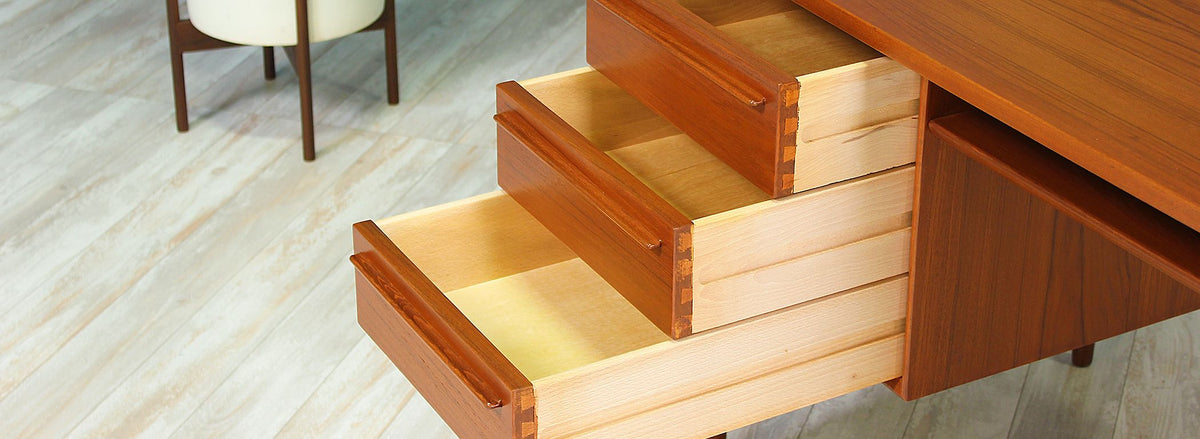 Danish Modern Teak Executive Desk by H.P. Hansen