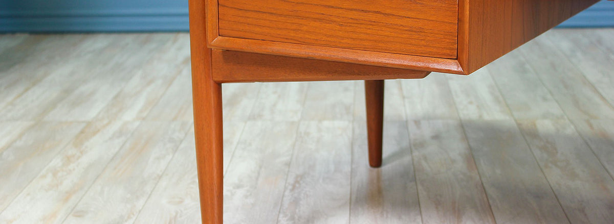 Danish Modern Teak Executive Desk by H.P. Hansen