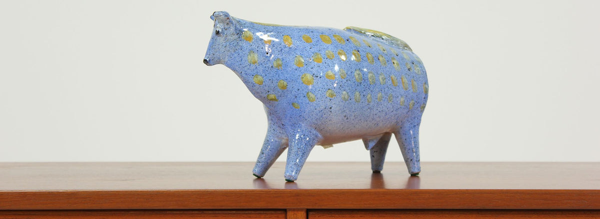 Mid-Century Ceramic Bull Sculpture by Alfaraz