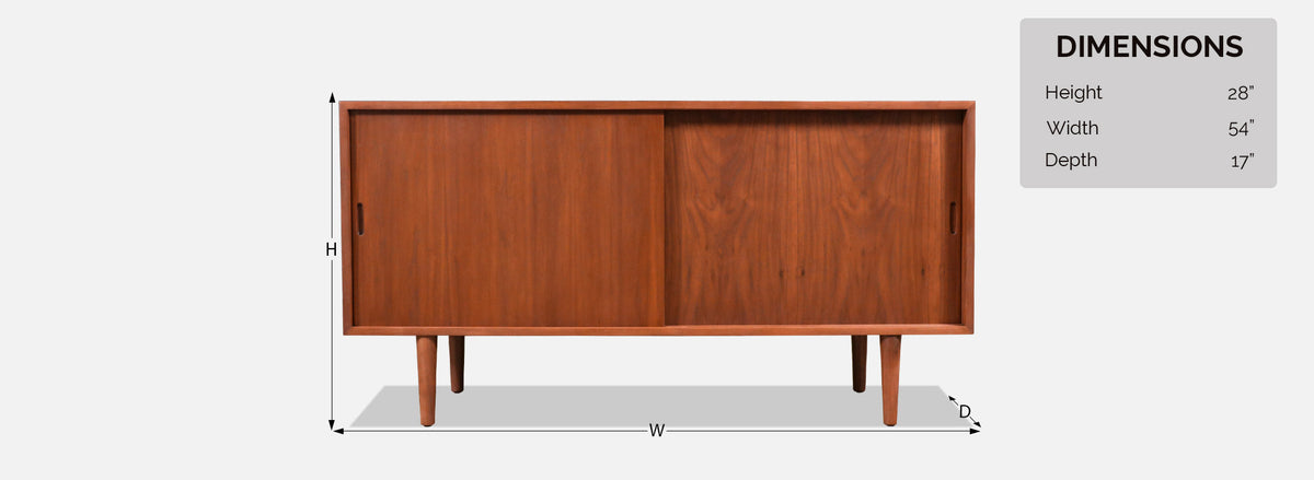 Custom Made Walnut Credenza w/ Sliding Doors by Danish Modern LA