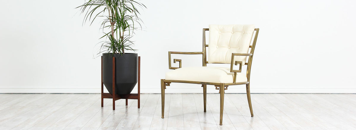 Warren Lloyd "Key Scroll" Brass Lounge Chair for Mastercraft 