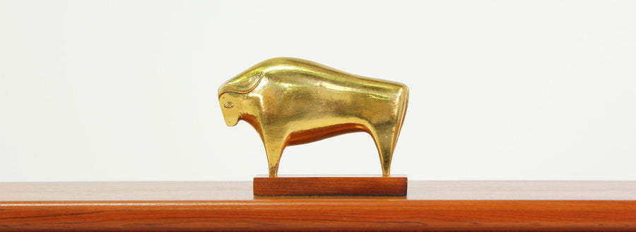 Italian Modernist Brass Bull Sculpture 