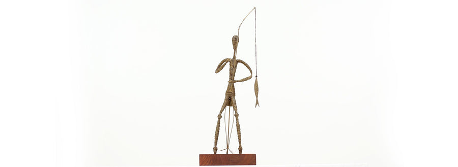 Mid-Century Modern Abstract Fisherman Sculpture