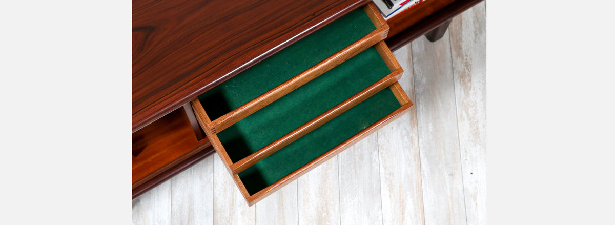 Danish Modern Rosewood Tambour-Door Credenza by Dyrlund