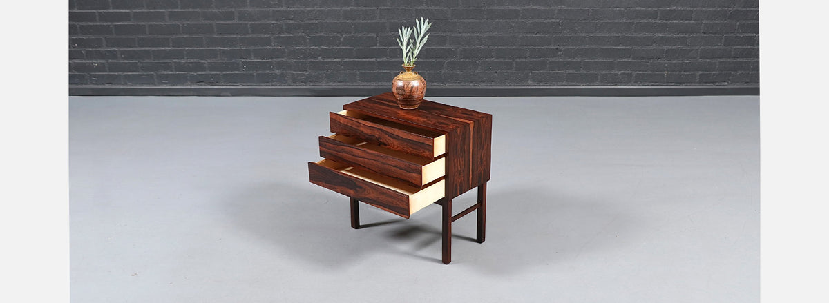 Danish Modern 3-Drawer Rosewood Night Stands
