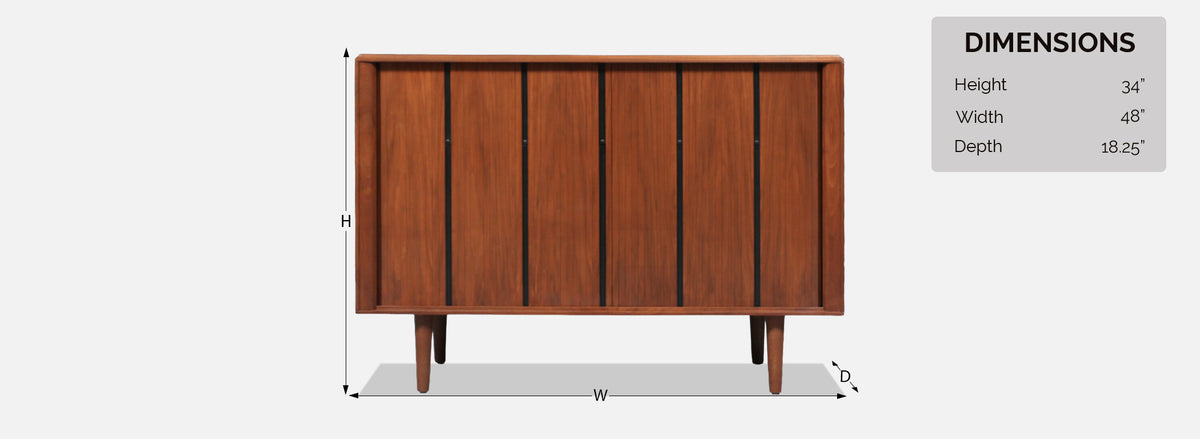 California Modernist Walnut Tambour-Door Credenza by Barzilay