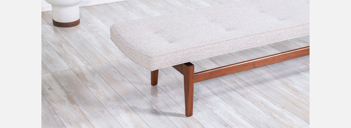 Jens Risom Tufted Bench with Floating Walnut Base