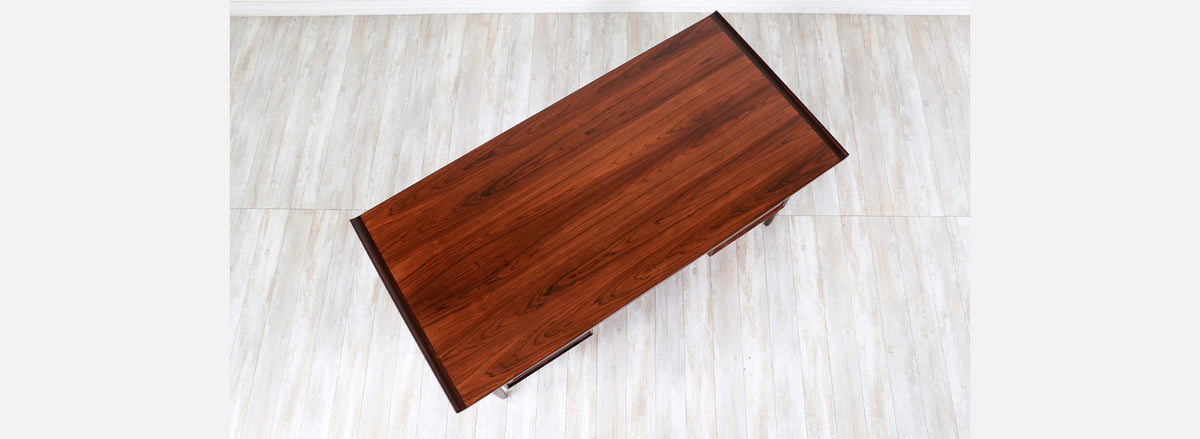 Danish Modern Executive Sculpted Rosewood Desk by H.P. Hansen