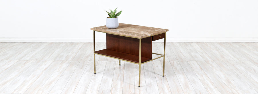 Paul McCobb "Irwin Collection" Marble & Brass Side Table for Calvin Furniture