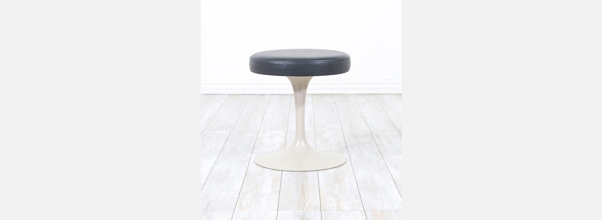 Eero Saarinen Tulip Stool with Grey Leather for Knoll