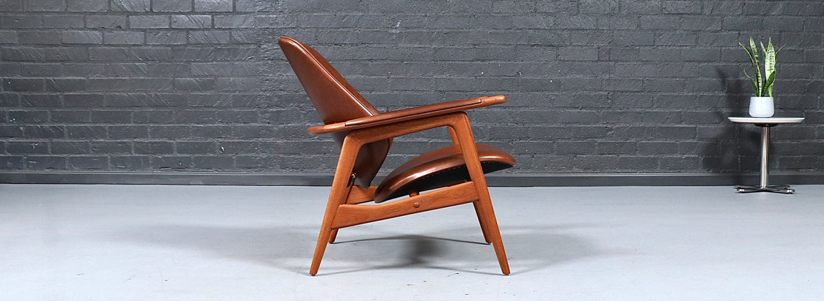 Arne Hovmand-Olsen Teak & Cognac Leather Lounge Chair for Mogens Kold