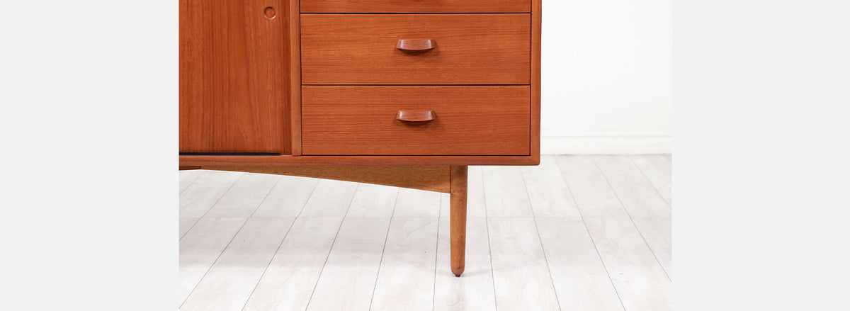 Svend Age Hansen Teak & Oak Credenza with Drawers for Naestved Møbelfabrik